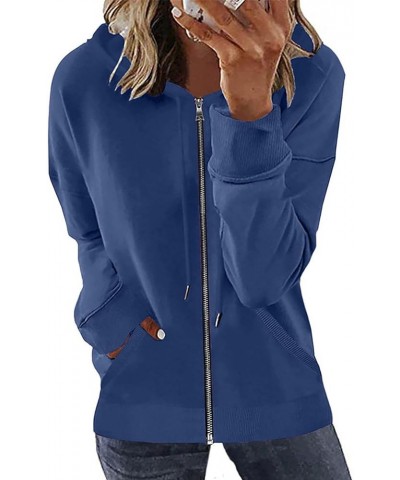 Womens Zip Up Hoodies 2023 Fall Fashion Y2K Sweatshirts Casual Long Sleeve Loose Fit Track Jackets With Pockets A03-blue $6.2...