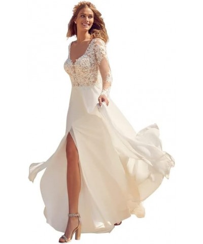 Wedding Dresses for Bride Backless-Beach Bridal Gowns Chiffon Wedding Dress for Women J-ivory $58.50 Dresses