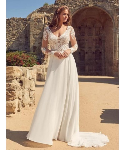 Wedding Dresses for Bride Backless-Beach Bridal Gowns Chiffon Wedding Dress for Women J-ivory $58.50 Dresses