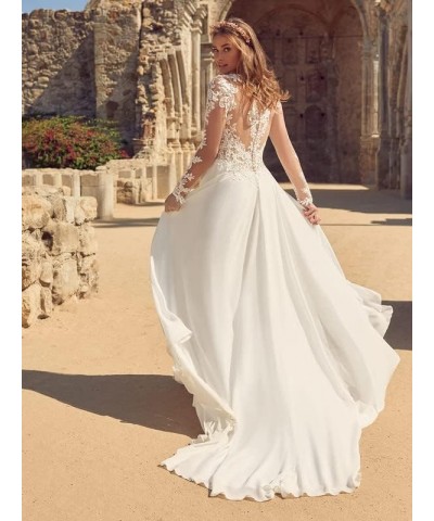 Wedding Dresses for Bride Backless-Beach Bridal Gowns Chiffon Wedding Dress for Women J-ivory $58.50 Dresses