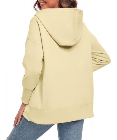 Womens Oversized Hoodies Buttons V Neck Pullover Sweatshirt Casual Loose Sweater Fall Winter Clothes Light Yellow $20.34 Hood...