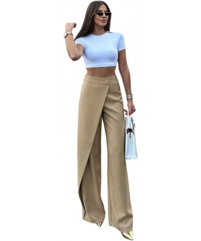 Wide Leg Pants for Women High Waisted Split Straight Leg Jeans for Women Trousers Palazzo Pants for Women Khaki $20.00 Jeans