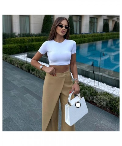 Wide Leg Pants for Women High Waisted Split Straight Leg Jeans for Women Trousers Palazzo Pants for Women Khaki $20.00 Jeans