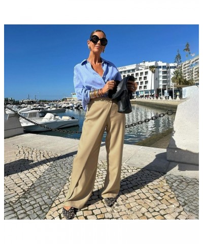 Wide Leg Pants for Women High Waisted Split Straight Leg Jeans for Women Trousers Palazzo Pants for Women Khaki $20.00 Jeans