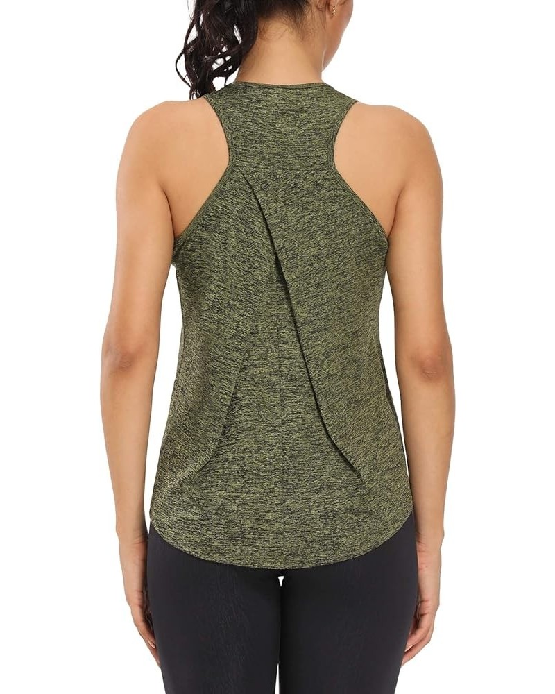 Workout Tank Tops for Women Gym Exercise Athletic Yoga Tops Racerback Sports Shirts Army Green $11.19 Activewear