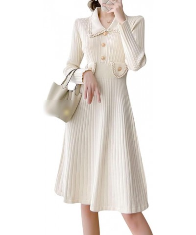 Women's 2024 Pleated Fringe Round Neck Stretchy Ruffle Party Tassel Midi Dress 25083 White $28.59 Dresses