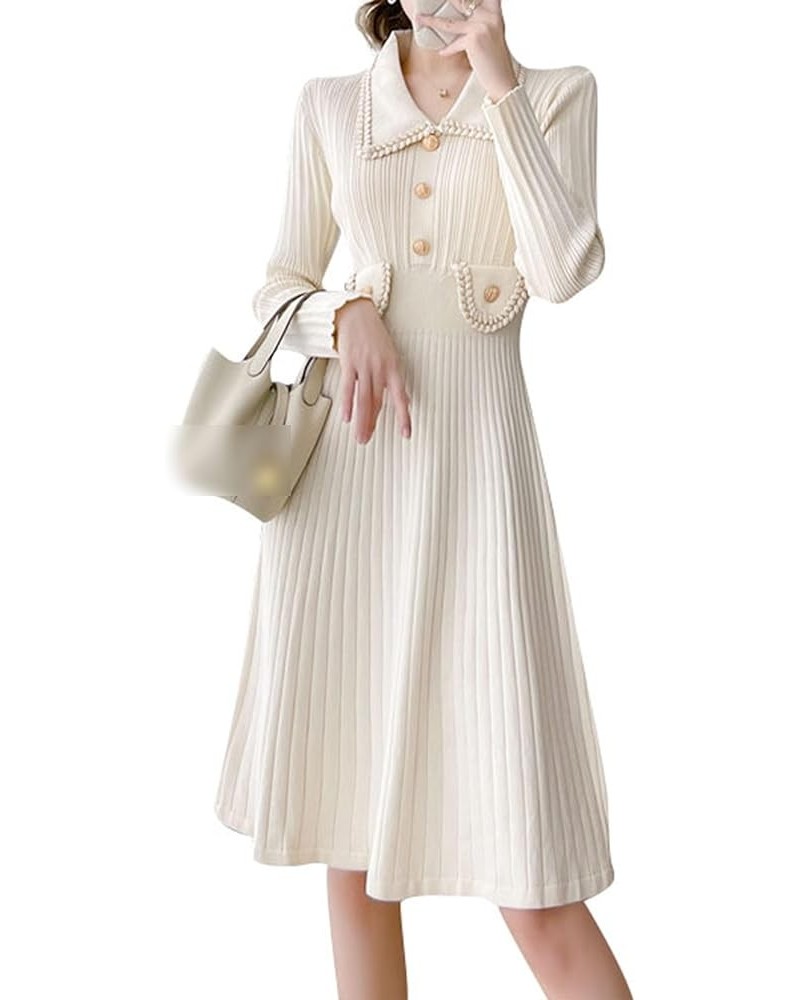 Women's 2024 Pleated Fringe Round Neck Stretchy Ruffle Party Tassel Midi Dress 25083 White $28.59 Dresses