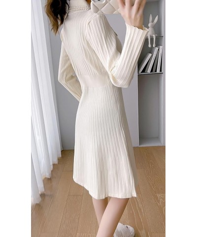 Women's 2024 Pleated Fringe Round Neck Stretchy Ruffle Party Tassel Midi Dress 25083 White $28.59 Dresses