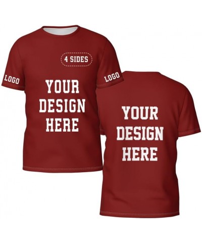 Custom T Shirts for Men Personalized Shirts Custom Shirts Design Your Own Adult Maroon $5.88 Tops