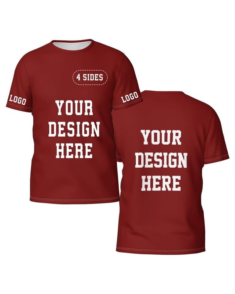 Custom T Shirts for Men Personalized Shirts Custom Shirts Design Your Own Adult Maroon $5.88 Tops