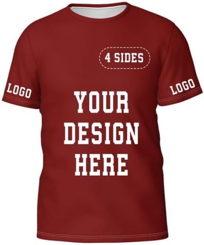 Custom T Shirts for Men Personalized Shirts Custom Shirts Design Your Own Adult Maroon $5.88 Tops