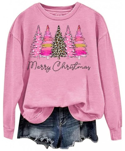 Womens Oversized Sweatshirt Merry Christmas Pullover Tops Plus Size Xmas Tree Print Christmas Sweatshirts Shirts G03-pink $9....