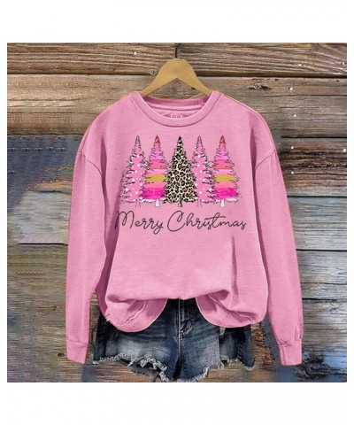 Womens Oversized Sweatshirt Merry Christmas Pullover Tops Plus Size Xmas Tree Print Christmas Sweatshirts Shirts G03-pink $9....