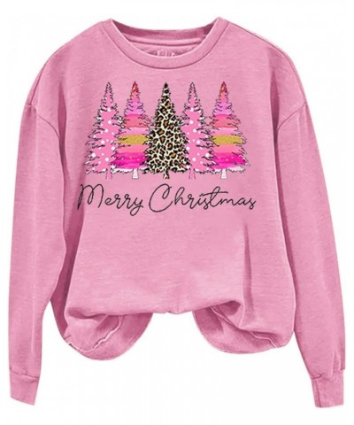 Womens Oversized Sweatshirt Merry Christmas Pullover Tops Plus Size Xmas Tree Print Christmas Sweatshirts Shirts G03-pink $9....