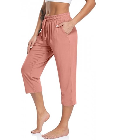 Women's Capri Yoga Pants Loose Soft Drawstring Workout Sweatpants Causal Lounge Pants with Pockets Rustpink $13.49 Activewear