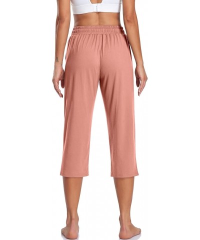 Women's Capri Yoga Pants Loose Soft Drawstring Workout Sweatpants Causal Lounge Pants with Pockets Rustpink $13.49 Activewear