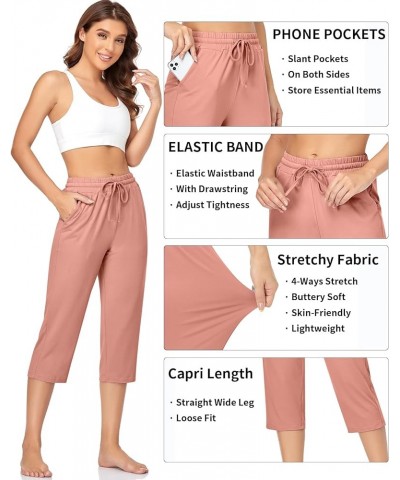 Women's Capri Yoga Pants Loose Soft Drawstring Workout Sweatpants Causal Lounge Pants with Pockets Rustpink $13.49 Activewear