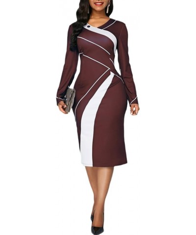 Womens V Neck Long Sleeve Button Down Shirt Dress Plus Size Shirt Dresses for Women Casual Business A line Dresses Brown $9.5...