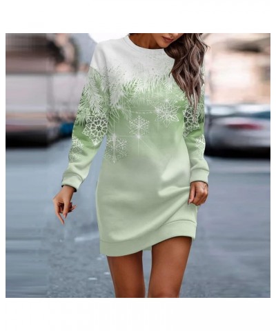 Long Sleeve Dress for Women Casual Christmas Printed Pullover Hip Pack Sweater Dress 3-mint Green $19.13 Sweaters