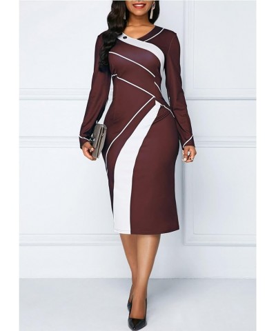 Womens V Neck Long Sleeve Button Down Shirt Dress Plus Size Shirt Dresses for Women Casual Business A line Dresses Brown $9.5...