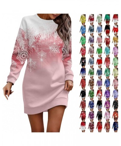 Long Sleeve Dress for Women Casual Christmas Printed Pullover Hip Pack Sweater Dress 3-mint Green $19.13 Sweaters