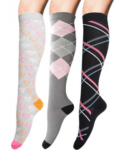 Compression Socks for Women 6 Pairs Circulation 20-30mmHg, Best for Running, Nurses, Pregnant, Sports and Athletic Grey Heart...