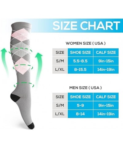 Compression Socks for Women 6 Pairs Circulation 20-30mmHg, Best for Running, Nurses, Pregnant, Sports and Athletic Grey Heart...