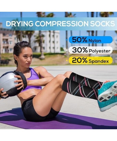 Compression Socks for Women 6 Pairs Circulation 20-30mmHg, Best for Running, Nurses, Pregnant, Sports and Athletic Grey Heart...