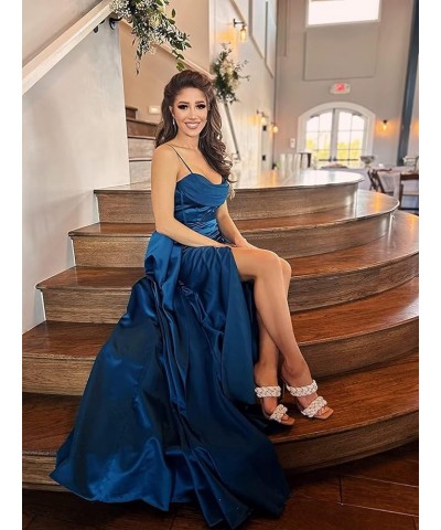 Satin Prom Dresses for Women 2024 Long Sweetheart Mermaid Ball Gown Formal Evening Dress with Slit Ivory $30.80 Dresses