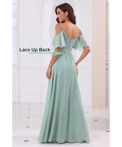 Off The Shoulder Chiffon Bridesmaid Dress with Split A Line Pleats Bridesmaid Dress Long for Women RS047 Light Pink $32.47 Dr...