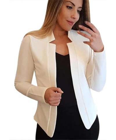 Casual Blazers for Women Three Quarter Sleeve Collared Cardigan Open Front Plain Jacket Lapel Coat Winter Fitted Trendy Q13-w...