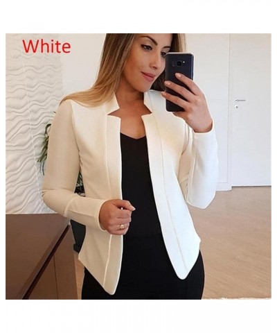 Casual Blazers for Women Three Quarter Sleeve Collared Cardigan Open Front Plain Jacket Lapel Coat Winter Fitted Trendy Q13-w...