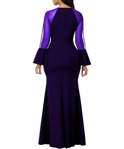 Colorful Maxi Dresses for Women Sexy Long Sleeve Deep V Neck Bodycon Floor Length Dress 11504dark Purple $13.24 Dresses