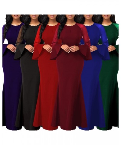 Colorful Maxi Dresses for Women Sexy Long Sleeve Deep V Neck Bodycon Floor Length Dress 11504dark Purple $13.24 Dresses