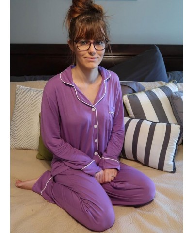 Pajamas Women's Long Sleeve Sleepwear Button Down Pj Sets Soft Loungewear Pajama Set for Women S-XXL Fuchsia $19.14 Sleep & L...