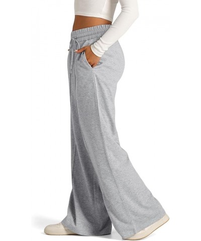 Womens Cargo Pants High Waisted Wide Leg Pants Lounge Baggy Sweatpants/Jeans with Pockets 1b-light Gray $10.49 Activewear