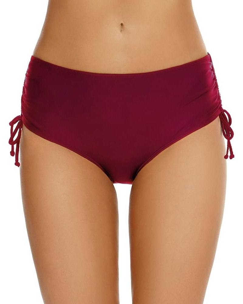 Women's Bikini Bottoms Full Coverage Swim Bottoms Mid Waisted Bathing Suit Bottoms Swimsuit Bottoms Red $14.99 Swimsuits