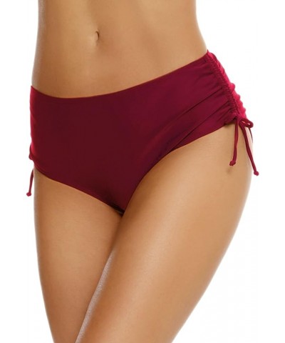 Women's Bikini Bottoms Full Coverage Swim Bottoms Mid Waisted Bathing Suit Bottoms Swimsuit Bottoms Red $14.99 Swimsuits