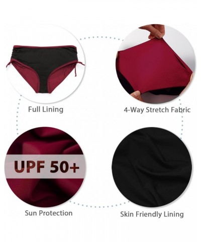 Women's Bikini Bottoms Full Coverage Swim Bottoms Mid Waisted Bathing Suit Bottoms Swimsuit Bottoms Red $14.99 Swimsuits