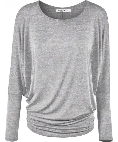 Women' s Flowy and Comfort Draped Long Sleeve Batwing Dolman top S-3XL Plus Size Wt826_heather_grey $11.14 T-Shirts