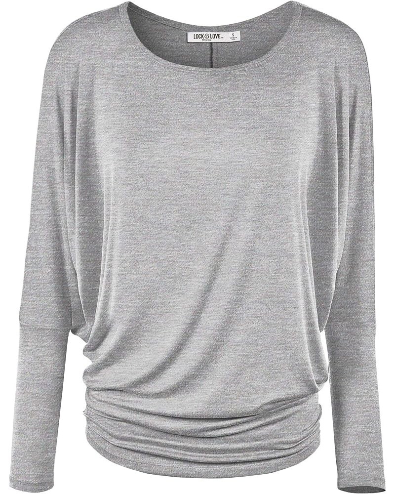 Women' s Flowy and Comfort Draped Long Sleeve Batwing Dolman top S-3XL Plus Size Wt826_heather_grey $11.14 T-Shirts