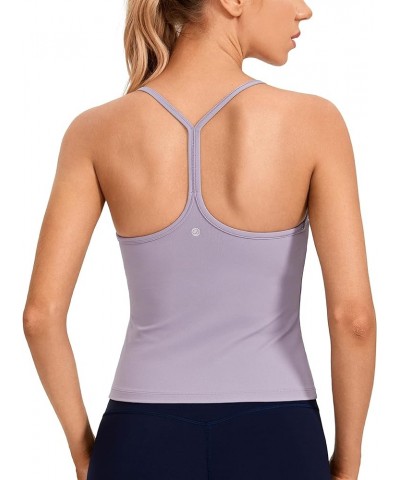 Butterluxe Womens Workout Racerback Tank Top with Built in Bra - Scoop Neck Spaghetti Strap Padded Slim Camisole Lavender Mis...