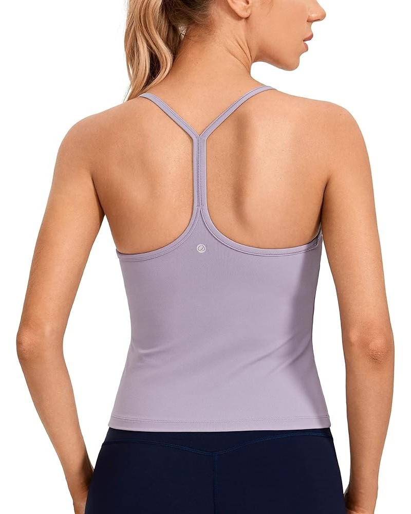 Butterluxe Womens Workout Racerback Tank Top with Built in Bra - Scoop Neck Spaghetti Strap Padded Slim Camisole Lavender Mis...