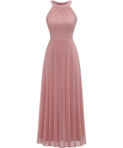 Women's Spring Long Formal Dress Wedding Guest Dress 2024 Halter Lace Dress Bridesmaid Cocktail Party Prom Gown A- Blush $24....