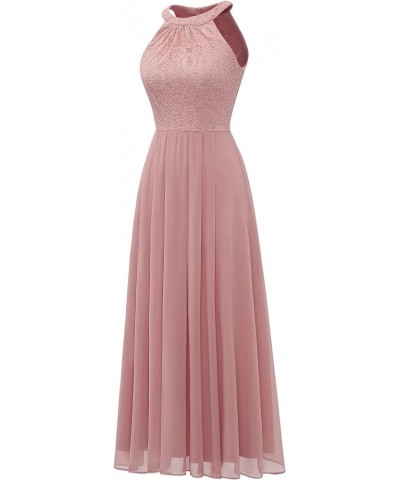 Women's Spring Long Formal Dress Wedding Guest Dress 2024 Halter Lace Dress Bridesmaid Cocktail Party Prom Gown A- Blush $24....