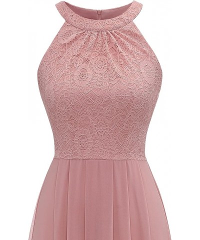 Women's Spring Long Formal Dress Wedding Guest Dress 2024 Halter Lace Dress Bridesmaid Cocktail Party Prom Gown A- Blush $24....