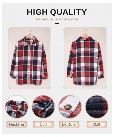 Women's Long Sleeve 2024 Plaid Flannel Jacket Casual Boyfriend Button Down Shirts Fall and Winter Coats Shacket Z3 Red $19.78...