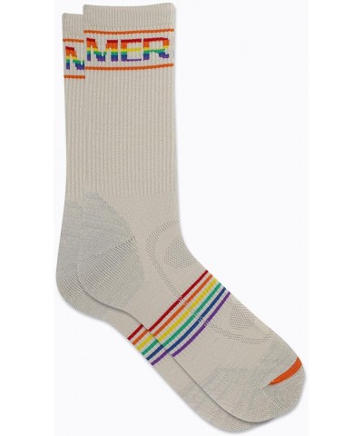 Men's and Women's Zoned Lightweight Cushion Wool Hiking Crew Socks-1 Pair Pack-Unisex Arch Support White Rainbow $10.47 Activ...