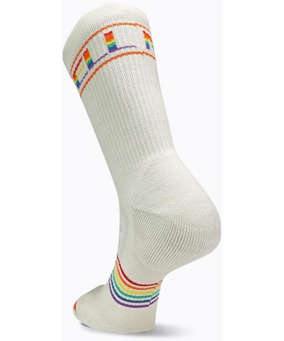 Men's and Women's Zoned Lightweight Cushion Wool Hiking Crew Socks-1 Pair Pack-Unisex Arch Support White Rainbow $10.47 Activ...