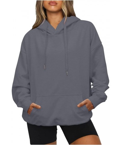 Womens Fall Sweatshirt 2023 Athletic Oversized Long Sleeve Drawstring Hoodies A-gray $7.49 Jackets